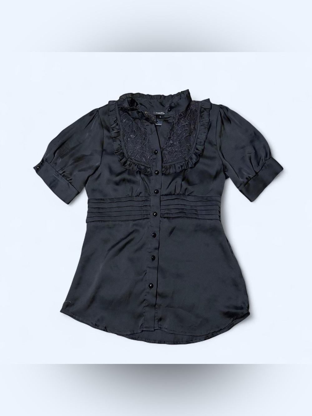 Goth Black Lace Ruffle Top by Rue 21!